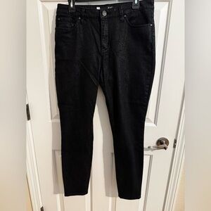 Kut From The Kloth Mia High Rise Ankle Toothpick Skinny Black Snakeskin Size 12